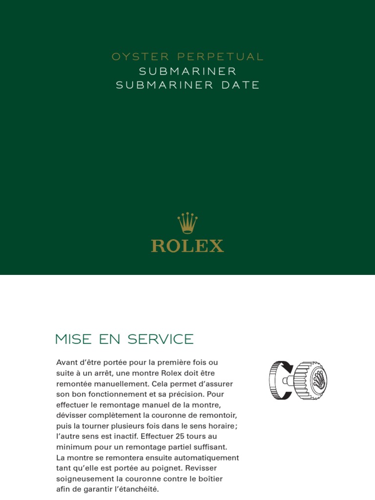 Guide d'utilisation Rolex Submariner | PDF | Horlogerie | Montre ...