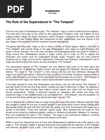 The Role of The Supernatural in The Tempest