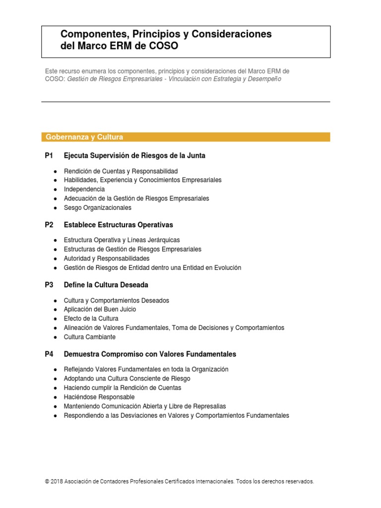 Componentes del Marco ERM de COSO | PDF | Responsabilidad | Business