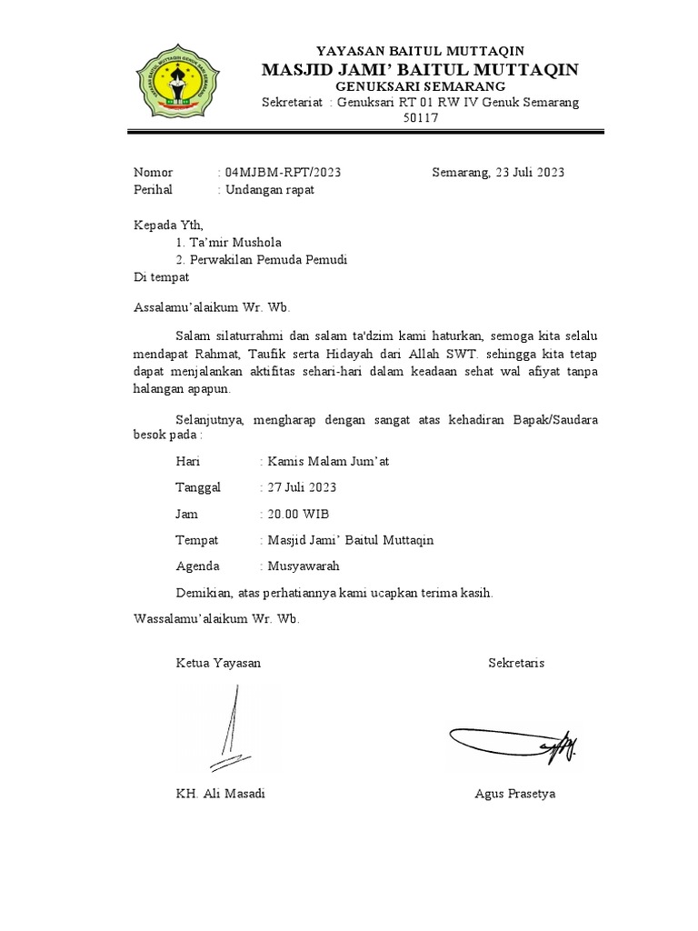 Undangan Rapat | PDF