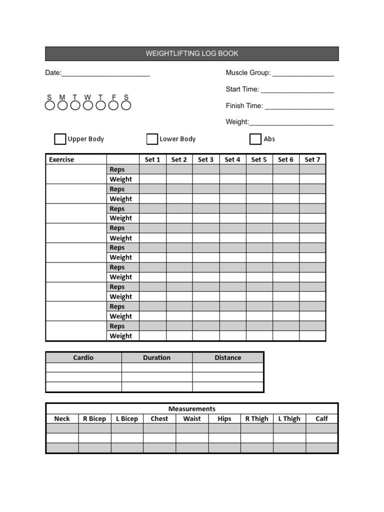 Weightlifting Log Book Template | PDF