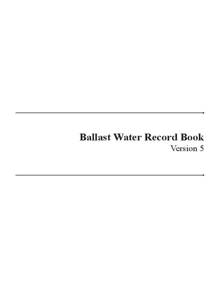 Ballast Water Record Book Version5 2022 D5 PDF Tonnage Ships