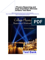 College Physics Reasoning and Relationships 2nd Edition Nicholas Giordano Test Bank