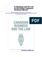 Canadian Business and The Law Canadian 6th Edition Duplessis Solutions Manual