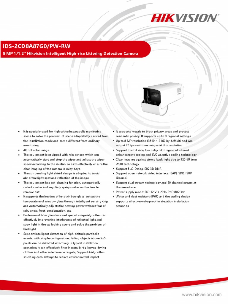 8 MP High-Rise Littering Detection Camera | PDF