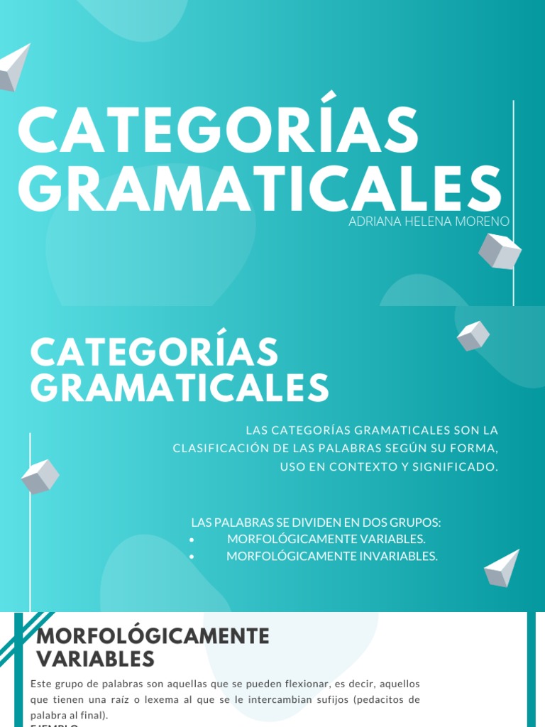 Categorías Gramaticales. Presentación | PDF | Género gramatical | Palabra