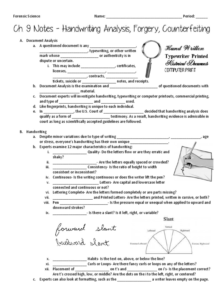 Handwriting Analysis and Counterfeiting Questioned Notes Fill