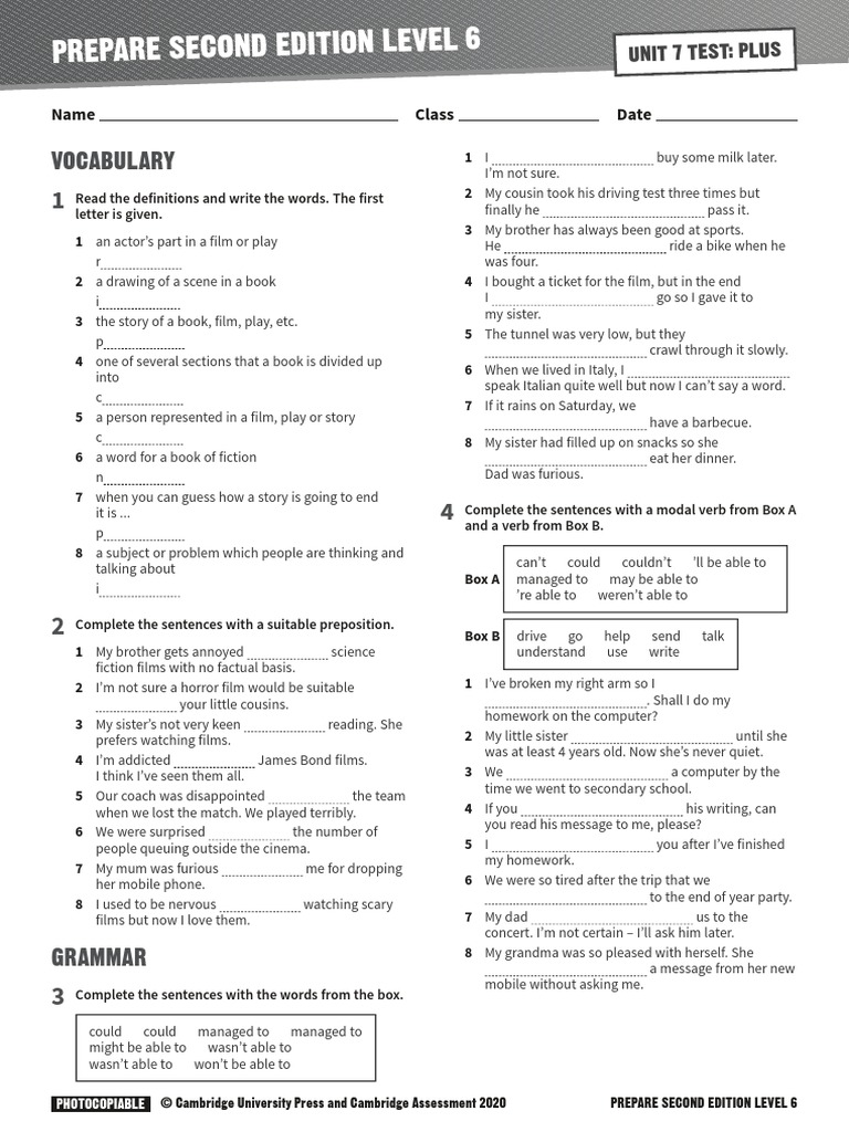 Level 6 Unit 7 Test Materials | PDF | Linguistics