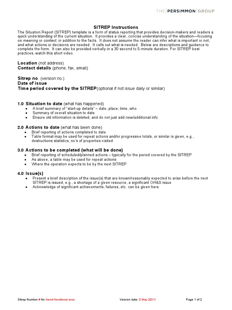 SITREP Template PDF
