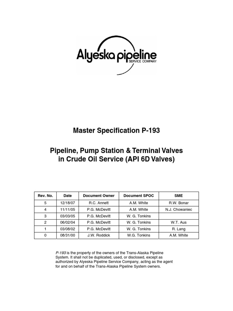 Crude Oil Pump Station Valve Specs | PDF | Pipe (Fluid Conveyance) | Valve