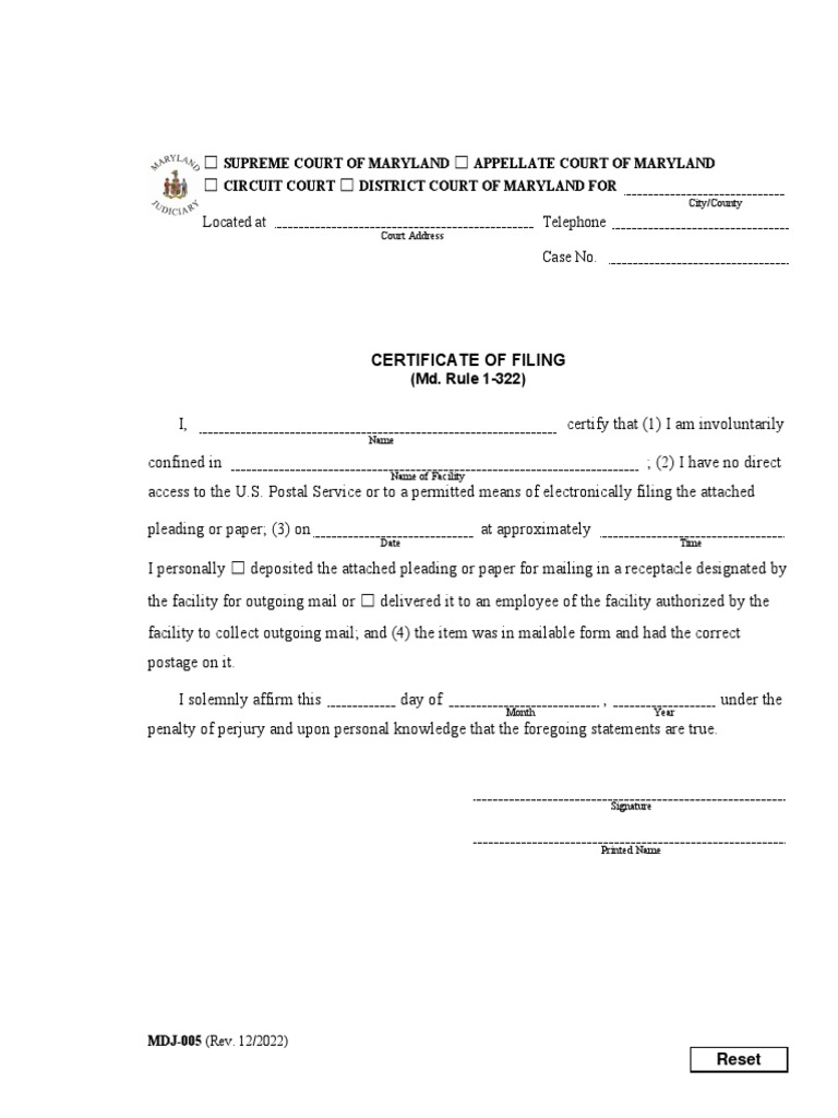 Certificate of Filing PDF