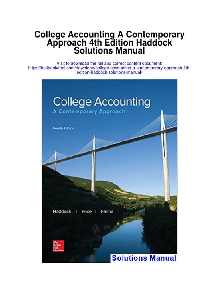 College Accounting A Contemporary Approach 4th Edition Haddock
