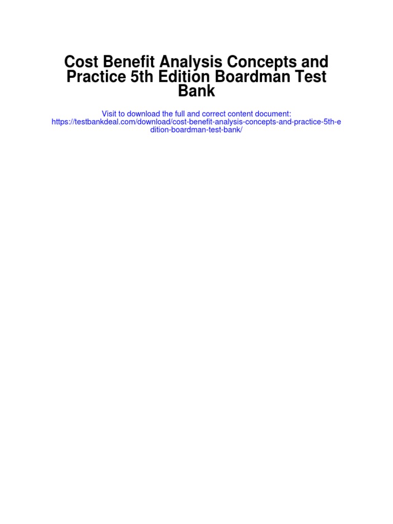 Cost Benefit Analysis Concepts and Practice 5th Edition Boardman Test