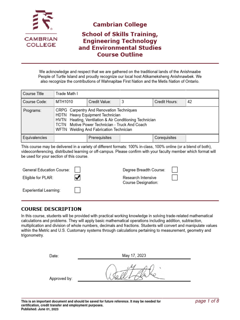 MTH1010 Trade Math I | Download Free PDF | Numbers | Equations