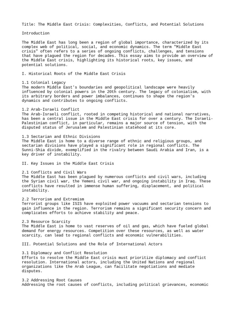 The Middle East Crisis Pdf Middle East Sectarianism
