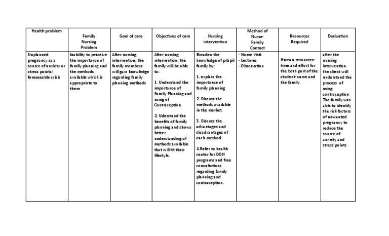 Family Nursing Care for Unplanned Pregnancy | PDF | Family Planning ...