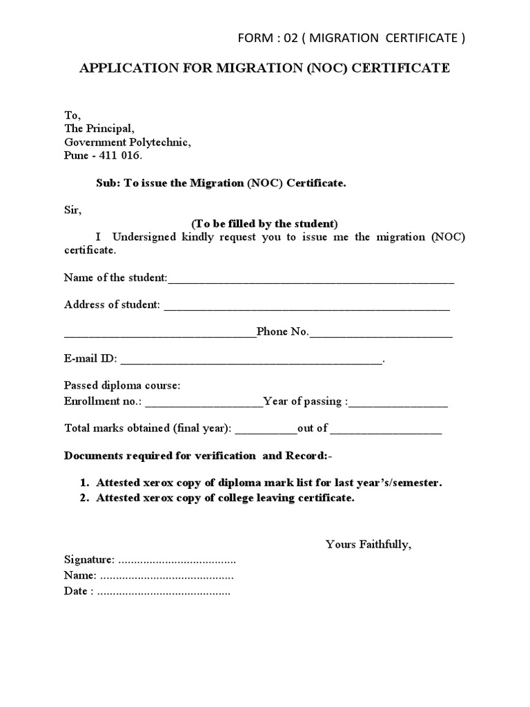 Application for migration certificate pdf finance money management