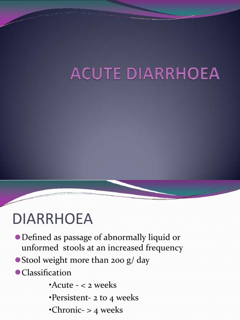 Acutediarrhoea 120919044100 Phpapp02 PDF Diarrhea Health Sciences
