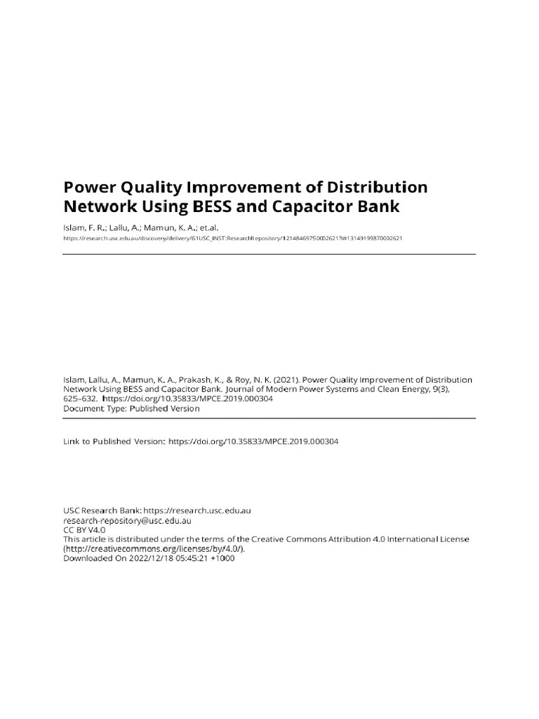 Power Quality Improvement of Distribution Betwee | PDF