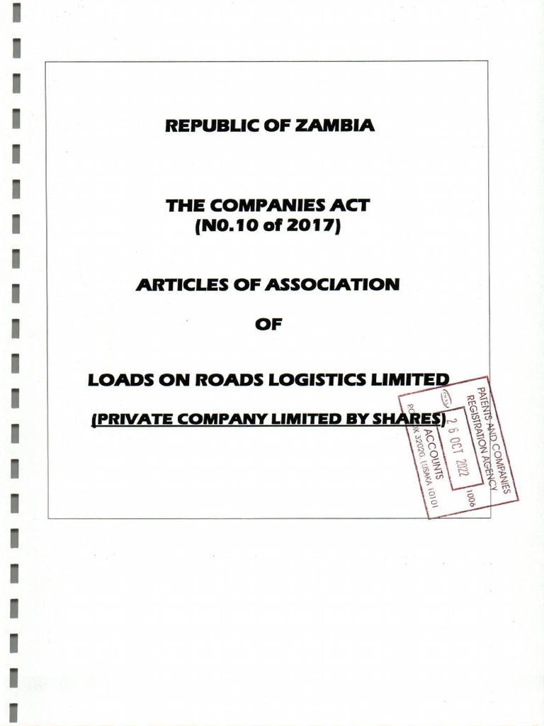 Articles of Association-Loads On Roads 2 | PDF