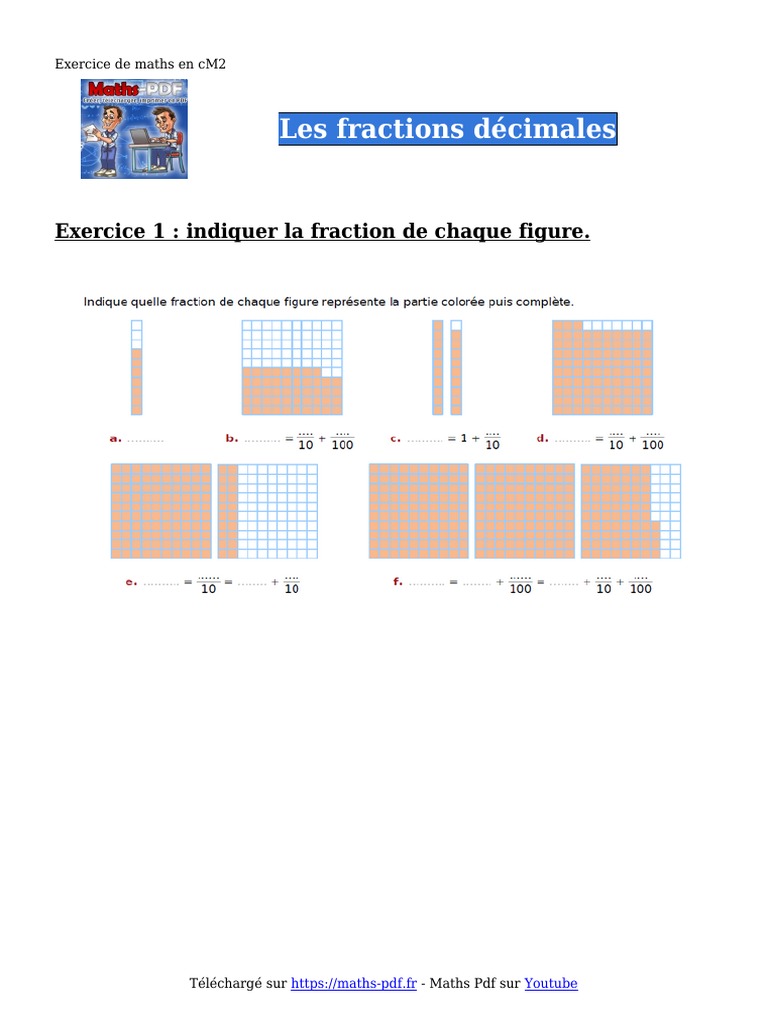 Les Fractions Cm2 les-fractions-decimales-exercice-1-CM2 | PDF