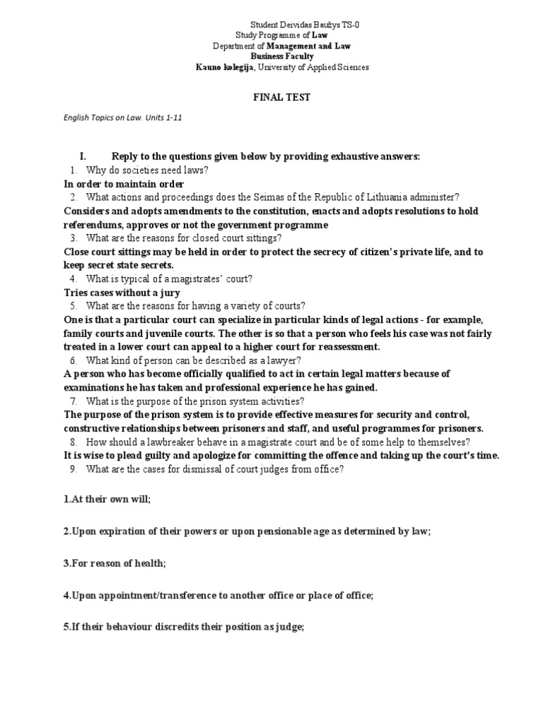 Test For Lawyers, 2020 PDF Jury Instructions Question Of Law