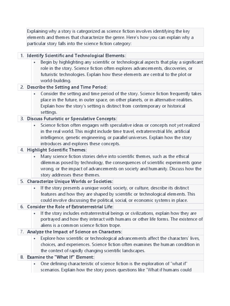 How To Explain Why A Story Is Science Fiction PDF Science Fiction