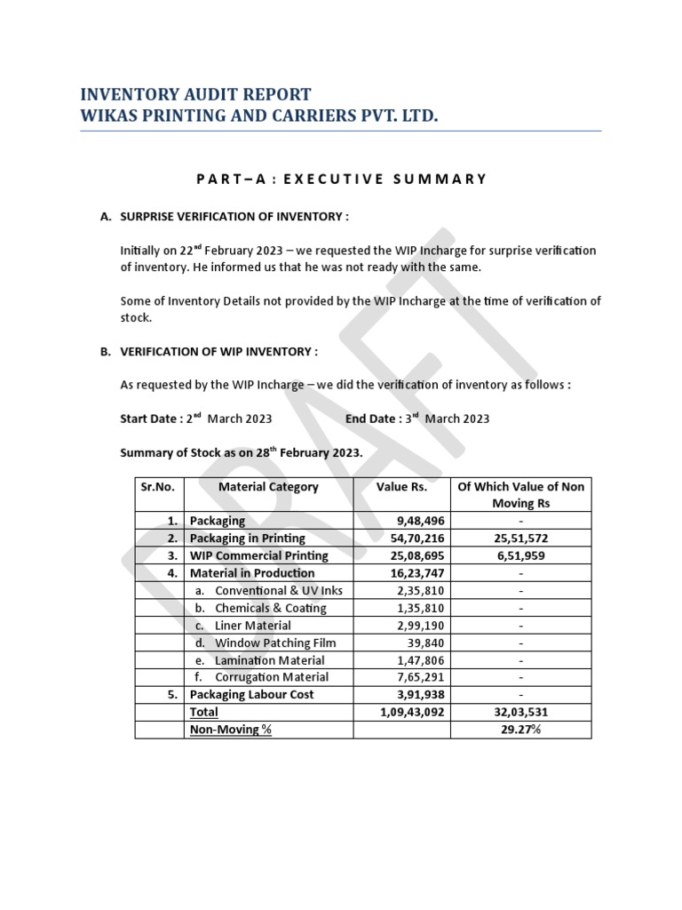 Wip Report Pdf Inventory Packaging And Labeling