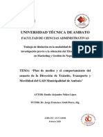 Plan de Medios y El Comportamiento Del Usuario de La Dirección de Transito