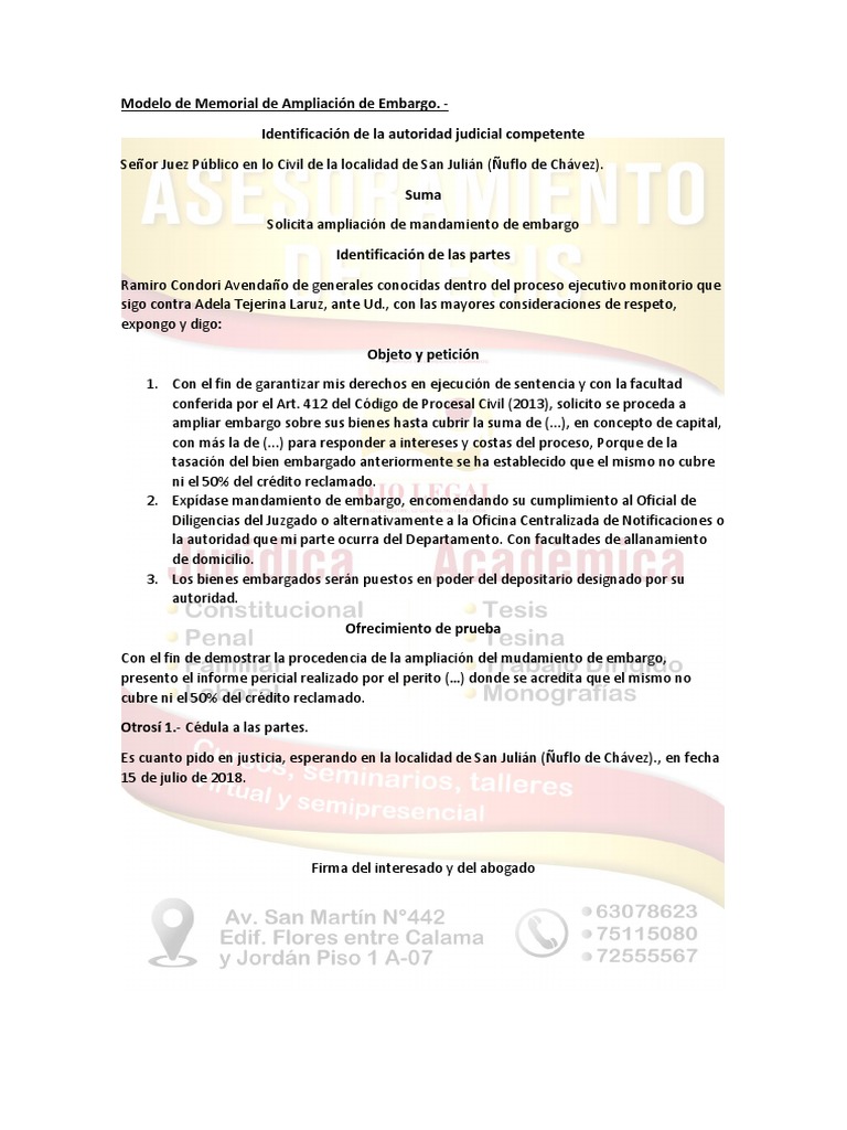 Ampliación de Embargo. | PDF