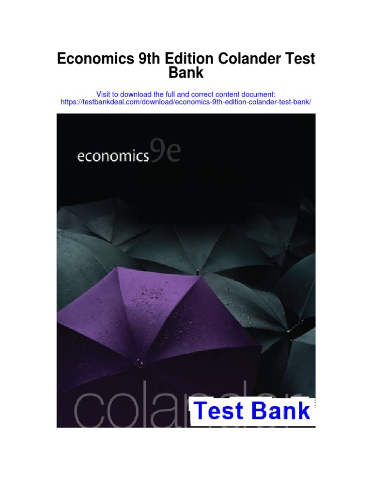 Economics 9th Edition Colander Test Bank PDF Comparative Advantage Opportunity Cost