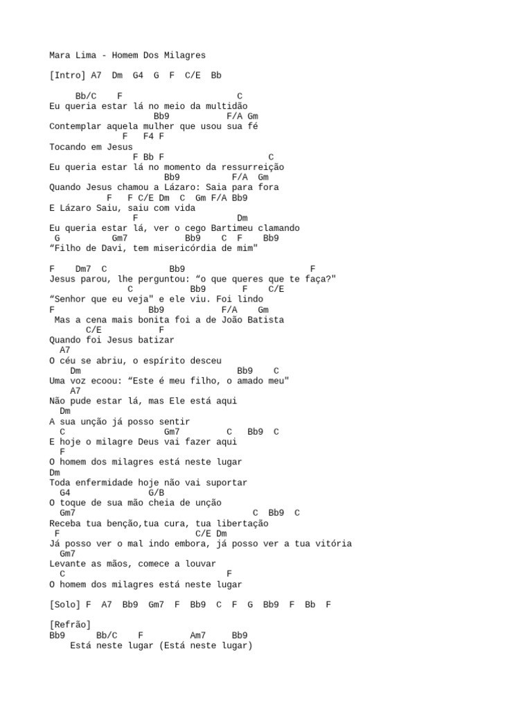 Homem dos Milagres - Letra e Cifras | PDF