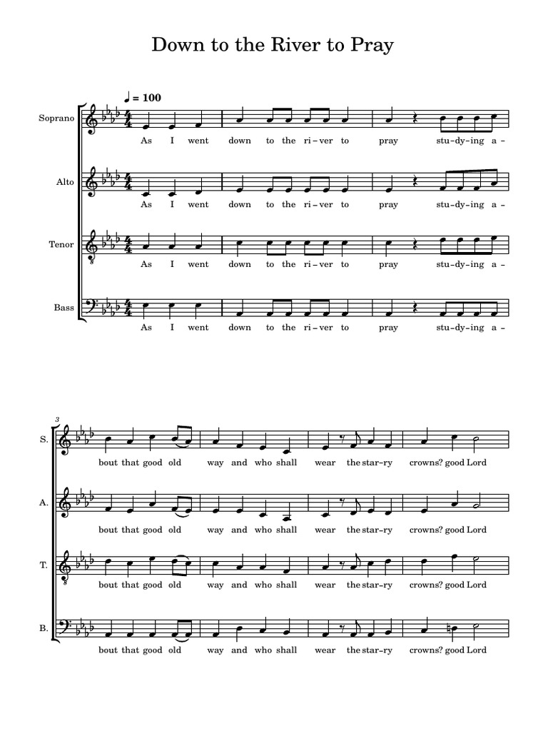 Down To The River To Pray PDF Choral Compositions Music Theory