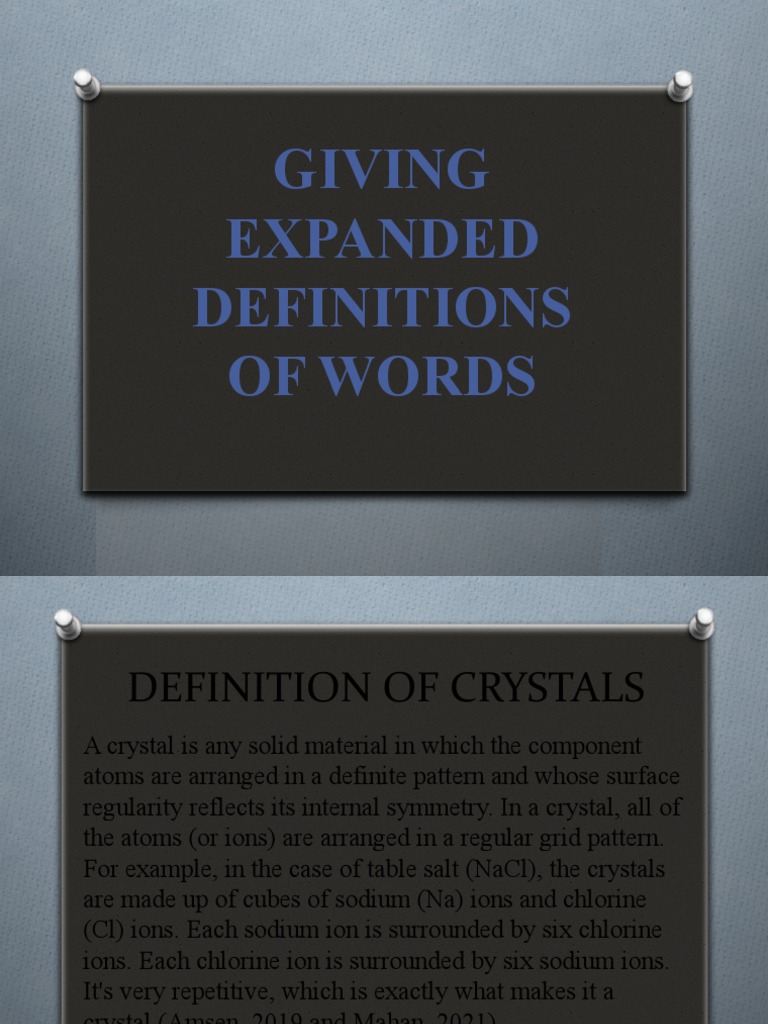 Giving expanded definitions of words pdf