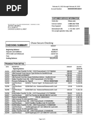 Chase Bank Feb 2023