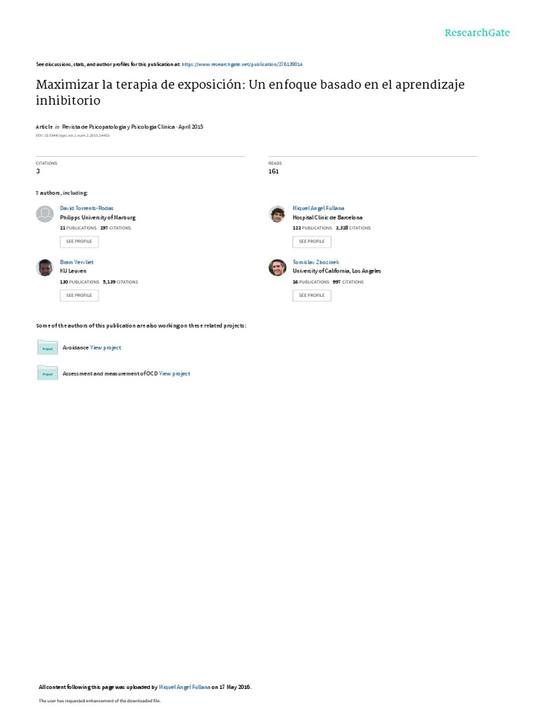 2015 R PCP Translation Craske Descargar gratis PDF Temor Aprendizaje