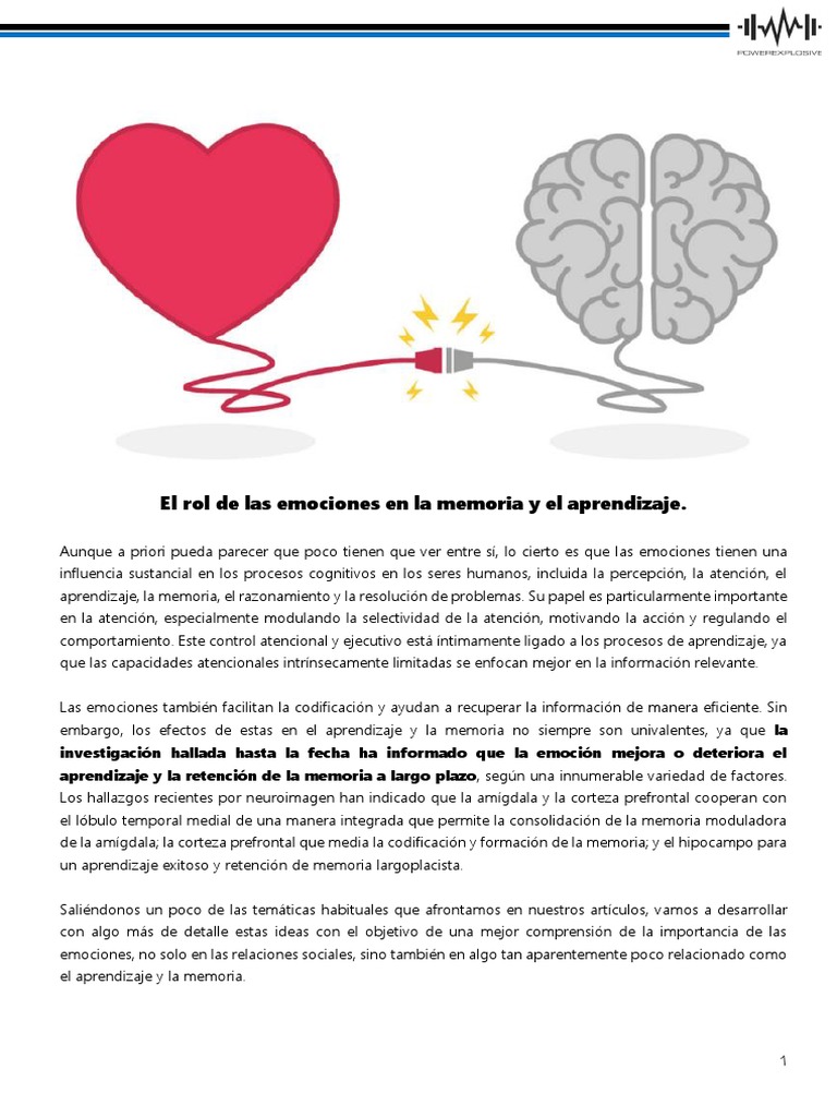 Articulo. El Rol de Las Emociones en La Memoria y El Aprendizaje123 ...