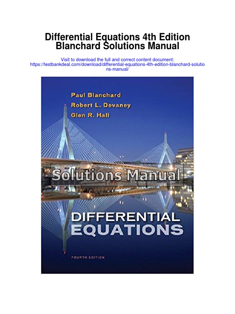 Differential Equations 4th Edition Blanchard Solutions Manual