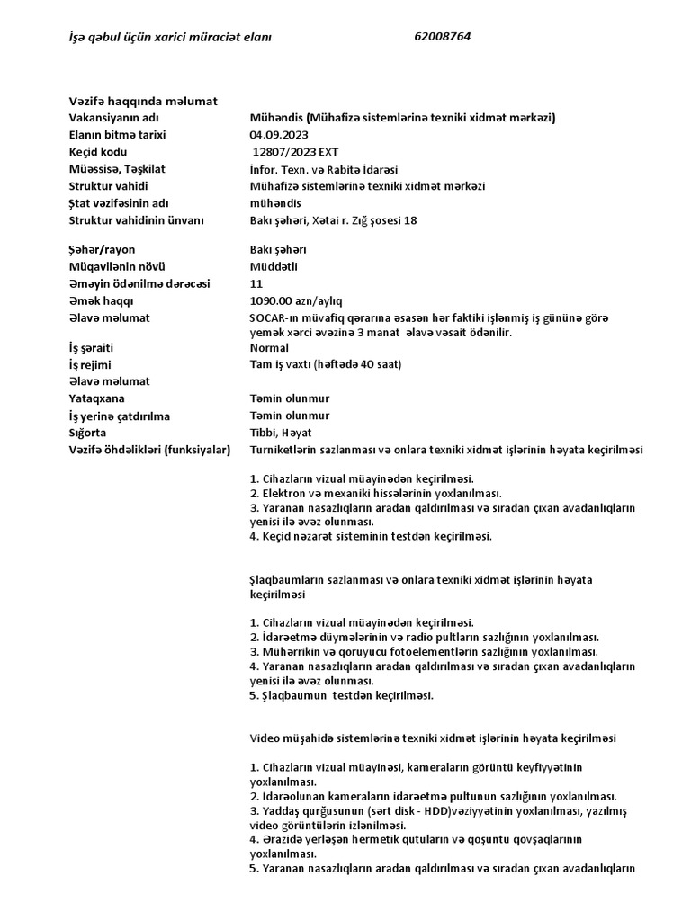 Data overview m h ndis m hafiz sisteml rin texniki xidm t m rk zi