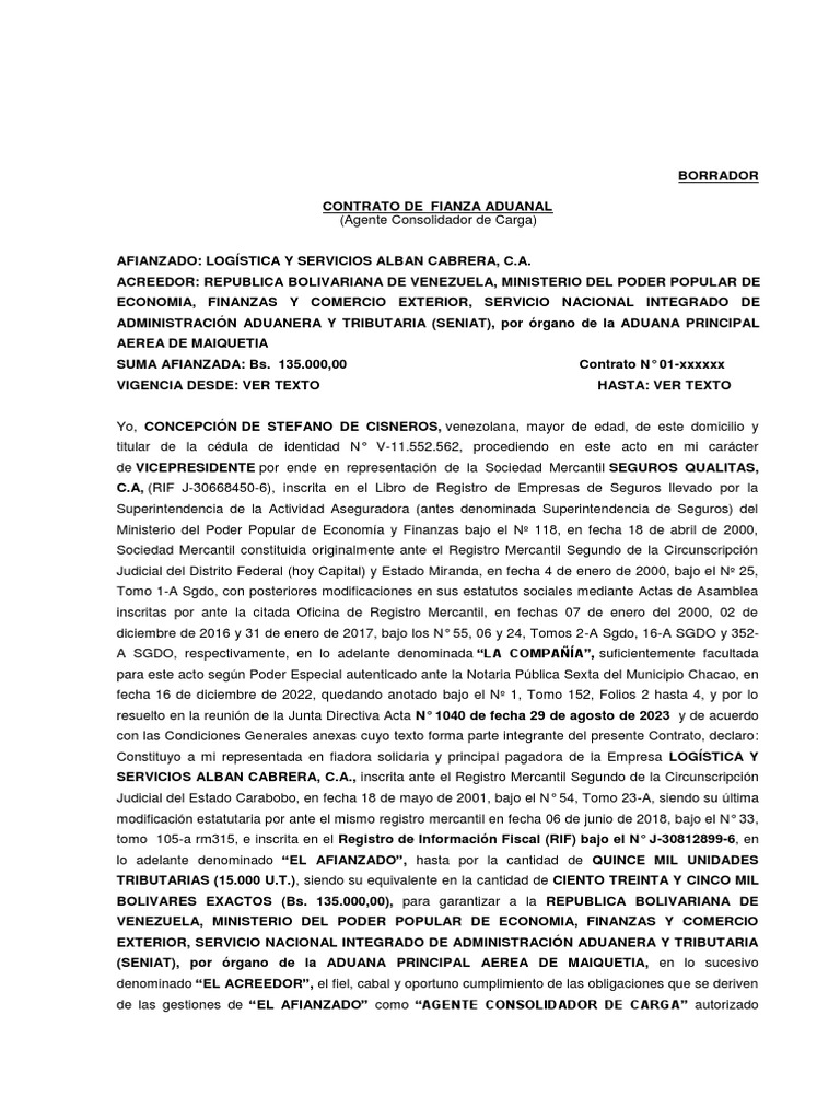 Logística Y Servicios Alban Cabrera C A Agente Consolidador De Carga