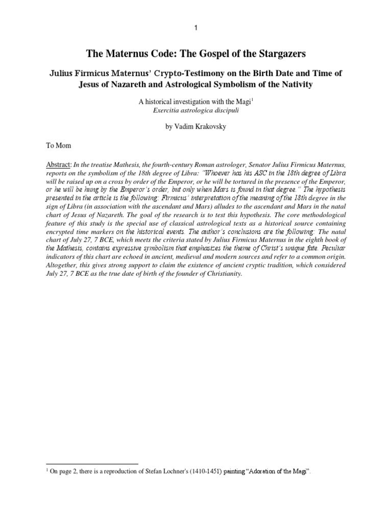 The Maternus Code The Gospel of The Star | PDF | Horoscope | Jesus