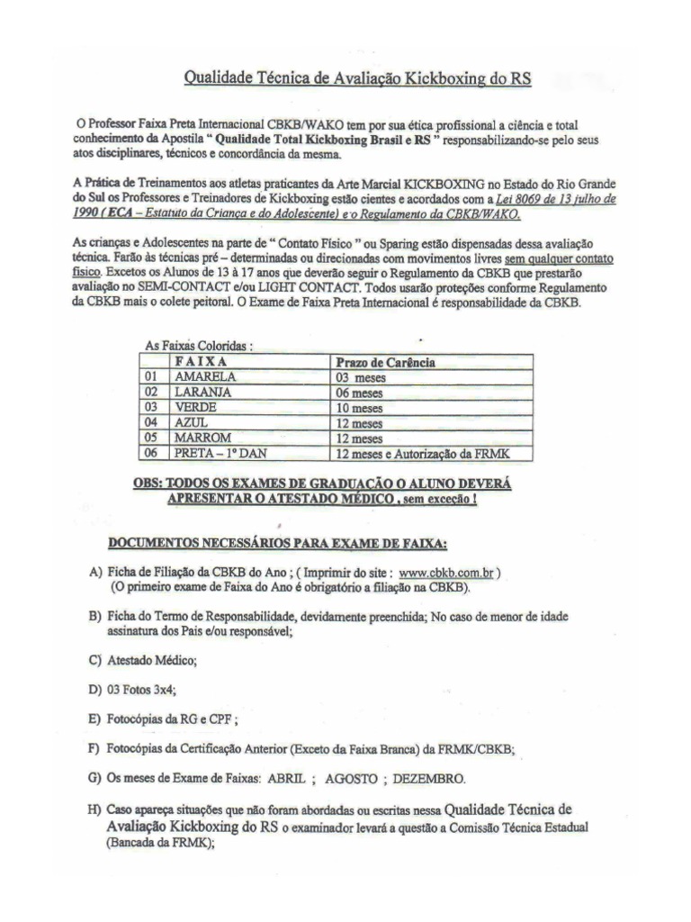 Apostila Graduacao Kickboxing | PDF