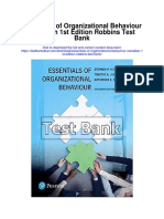 Essentials of Organizational Behaviour Canadian 1st Edition Robbins Test Bank