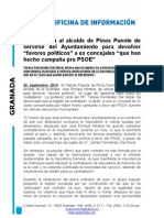 En Pinos Puente, Favores Políticos" A Ex Concejales "Que Han Hecho Campaña Pro PSOE"