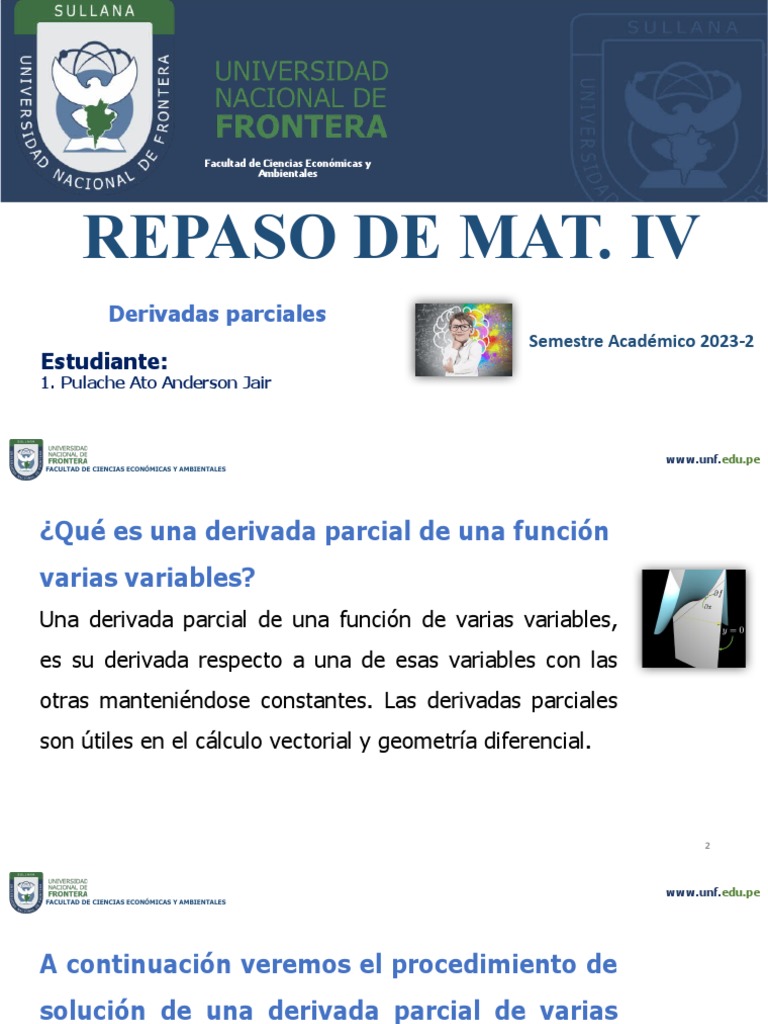Repaso Mat. IV Derivadas Parciales - Pulache Ato | PDF | Ciencia y ...