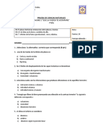 PRUEBA DE CIENCIAS NATURALES Unidad 3 7mo FUERZA Y PLACAS TECTONICAS