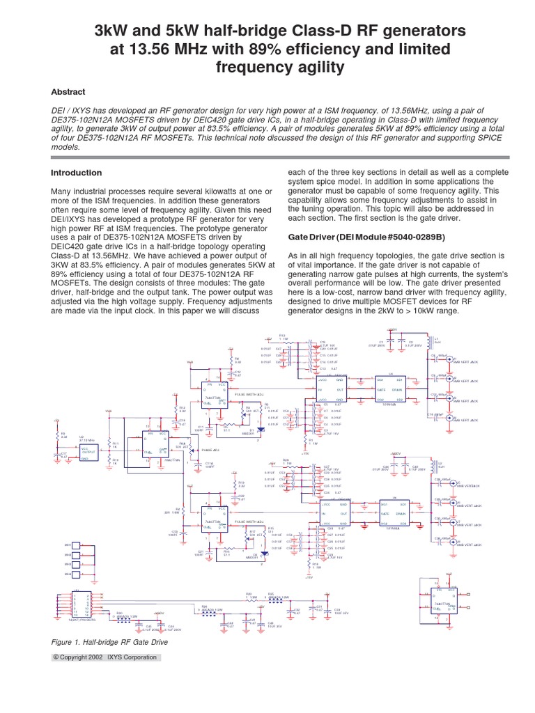 3Kw and 5Kw Half-Bridge Class-D RF Generators at 13.56 MHZ With 89% ...