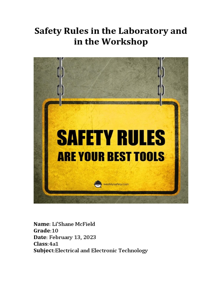 Safety Rules in The Laboratory and in The (Li'Shane McField Assignment) PDF