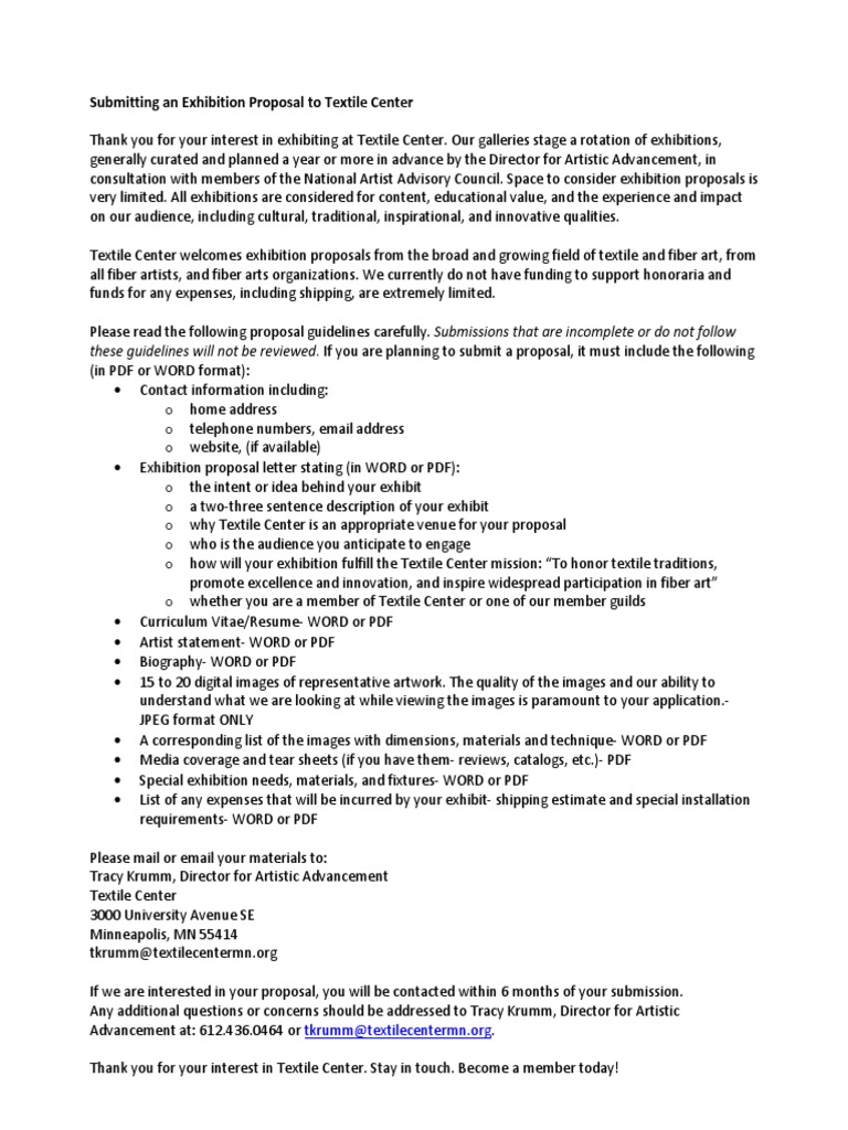 Exhibit Proposal Guidelines | PDF | Textiles