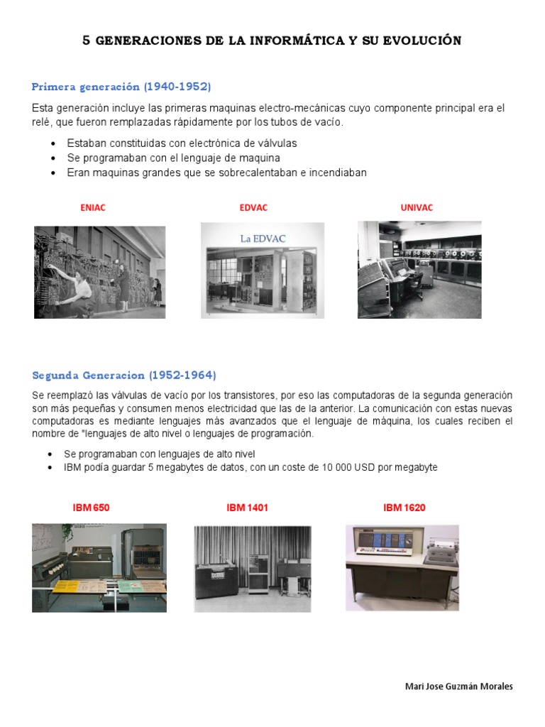 Evolución de las 5 Generaciones de Computadoras | PDF | Computadoras ...